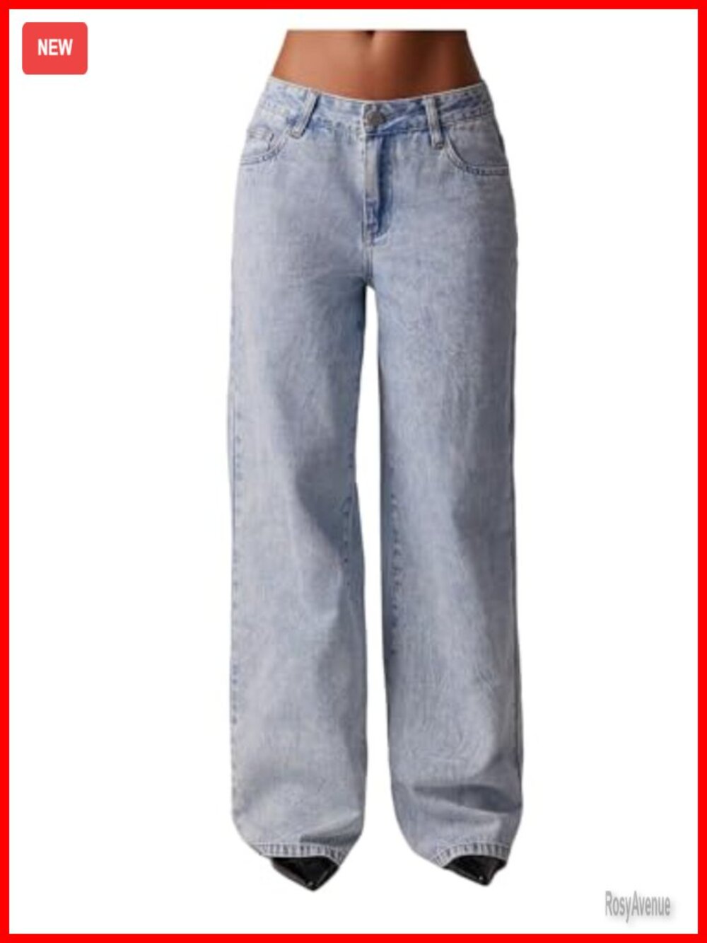 Women's Low Rise Straight Leg Jeans Zipper Fly Denim Pants Streetwear